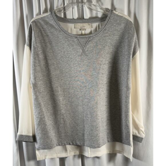 Ann Taylor LOFT Hi-Lo Media Sweatshirt, Gray & Ivory, Sz: S, 73-71 - Picture 12 of 14